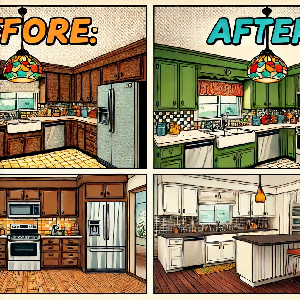 Before and After Renovation: After Repair Value Appraisal by Blue Heron Side-by-side images showing a residential property before and after renovations, illustrating the increase in value identified through an After Repair Value (ARV) appraisal.